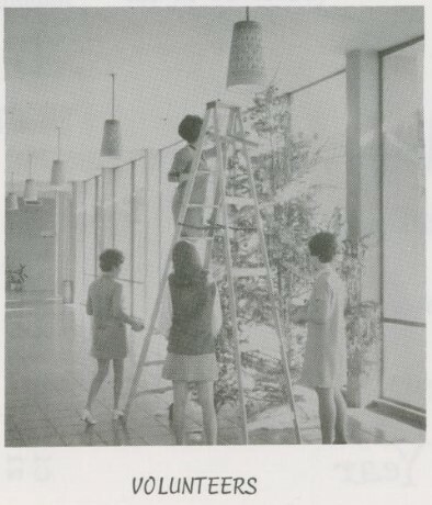 Volunteers decorating municipal Christmas tree, December 1966.